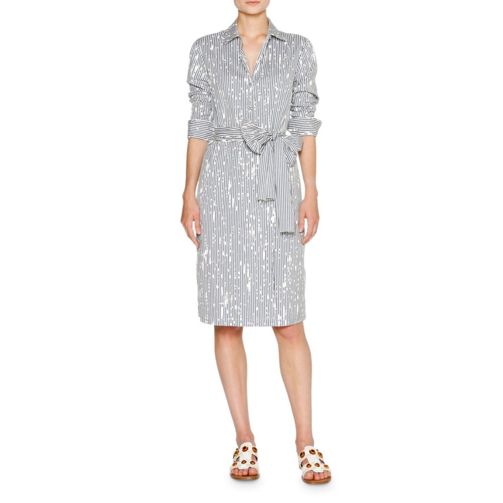 Tomas Maier Paint Splatter Striped Shirt Dress